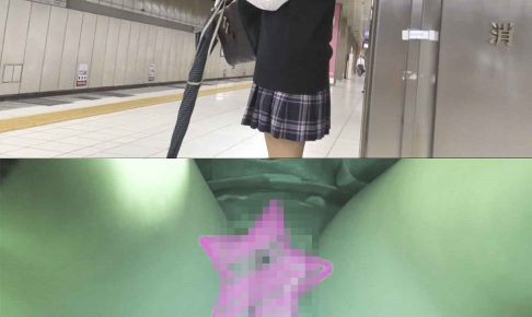 【電車痴漢】顔出し制服JK★ポニテ＆眼鏡★紐パンほどき★指2本第2関節★陰茎擦り付け