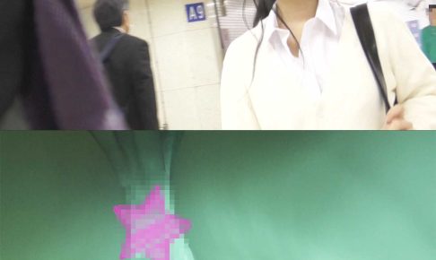 【電車痴漢】顔出し制服JK★ポニーテール私立JKを前後2名で挟み撃ち★堪えきれず太腿痙攣